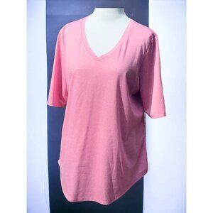 Tacera vneck short sleeve pink pullover comfy stretch tee tshirt size large